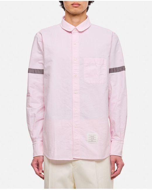 Thom Browne Straight Fit Mini Round Collar Cotton Shirt 4