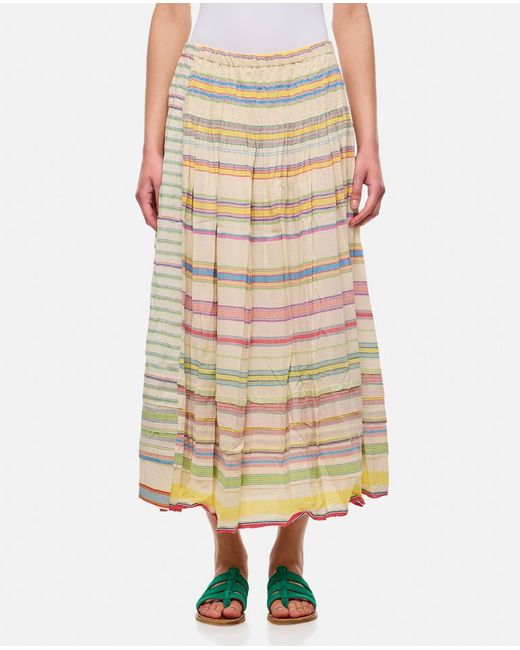 Injiri Cotton Striped Midi Skirt S