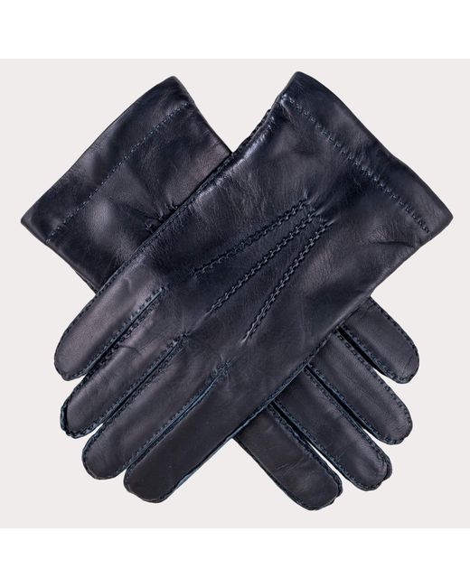 Black.co.uk Navy Cashmere Lined Leather Gloves