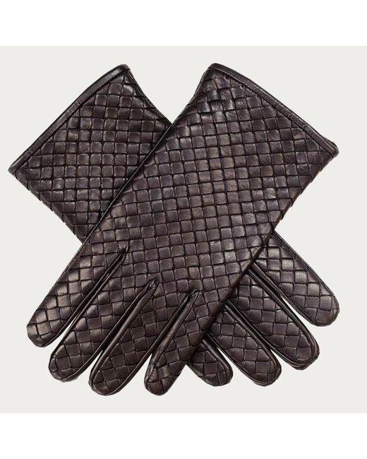 Black Woven Leather Gloves
