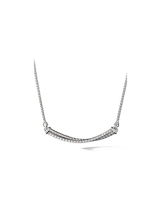 David Yurman Crossover Bar Necklace with Diamonds in Sterling
