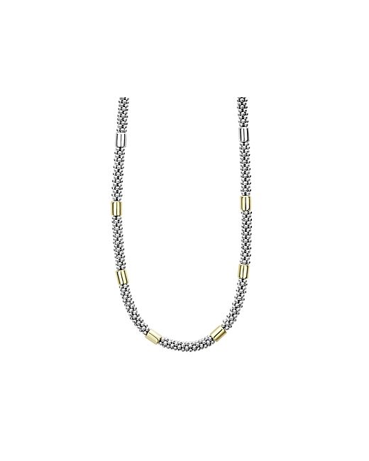 Lagos 18K Yellow Gold Sterling High Bar Station Necklace