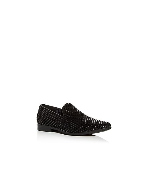Karl Lagerfeld Woven Patent Leather Suede Smoking Slippers