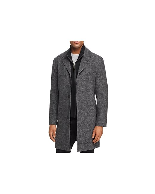 Cole Haan Sweater Bib Wool Blend Twill Coat