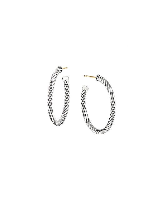 David Yurman Sterling Cable Spiral Hoop Earrings