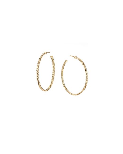 David Yurman 18K Yellow Large Cable Spiral Hoop Earrings
