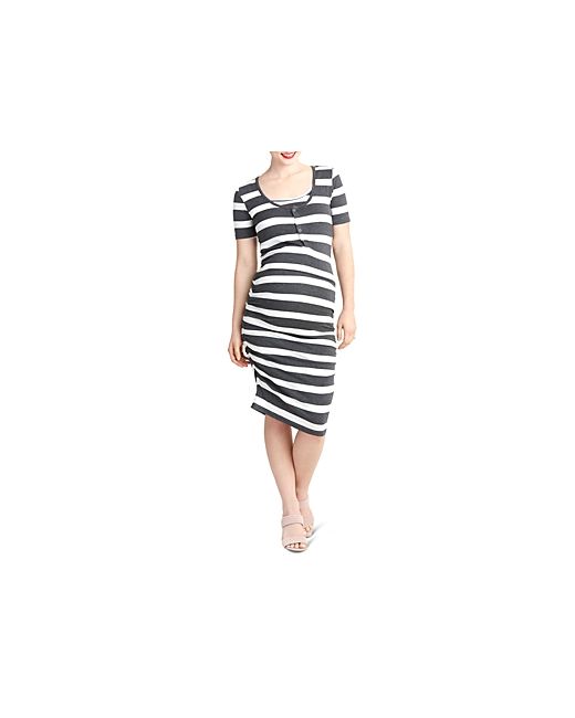 Nom Maternity Snap-Front Ruched Tee Dress