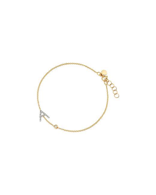 Zoe Lev 14K Yellow Gold Diamond Initial Bezel Bracelet
