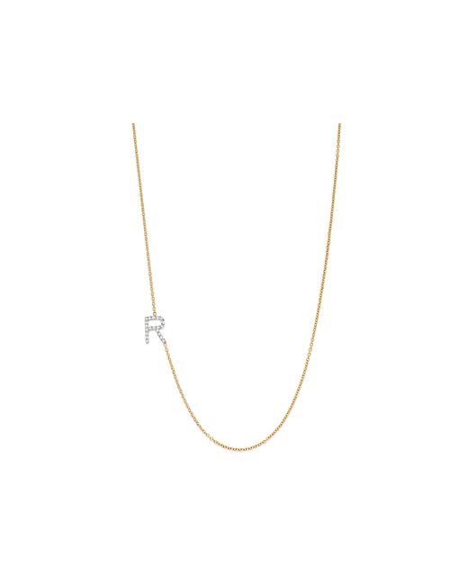 Zoe Lev 14K Yellow Gold Diamond Asymmetric Initial Necklace 18