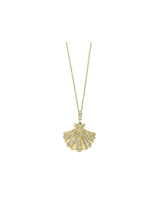 Bloomingdale's Diamond Shell Pendant Necklace 14K Yellow Gold 0.10 ct.