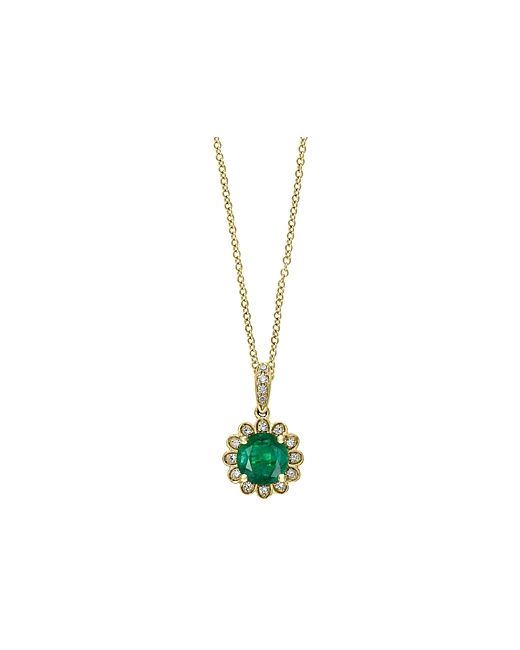Bloomingdale's Emerald Diamond Flower Pendant Necklace in 14K Yellow Gold