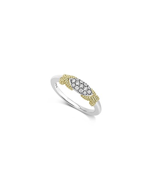Lagos Sterling 18K Yellow Gold Caviar Lux Diamond Ring