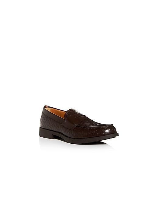 Burberry Emile Embossed-Leather Penny Loafers