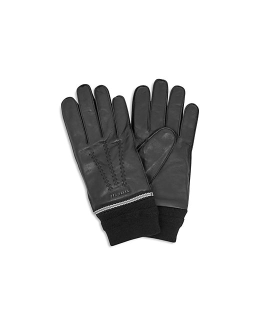 Ted Baker Quirk Knit-Cuff Leather Gloves