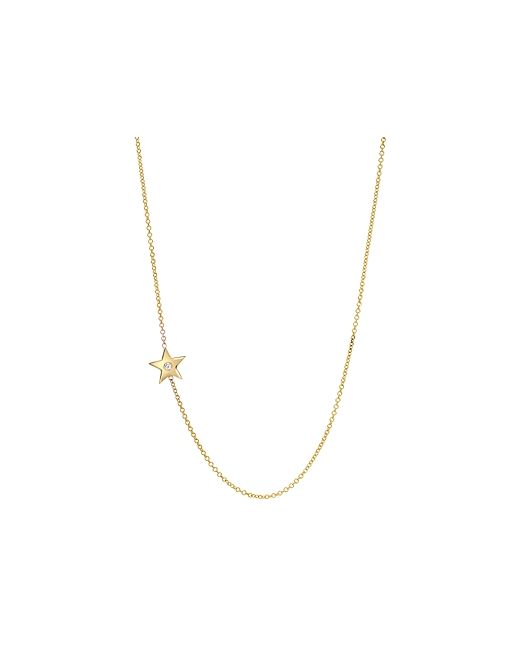 Zoe Lev 14K Yellow Diamond Star Station Necklace 18