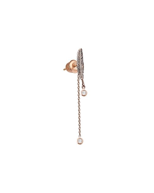Kismet by Milka 14K Rose Gold Diamond Feather Earring