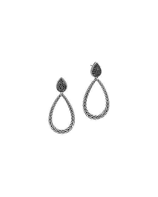 John Hardy Sterling Classic Chain Drop Earrings with Black Sapphire