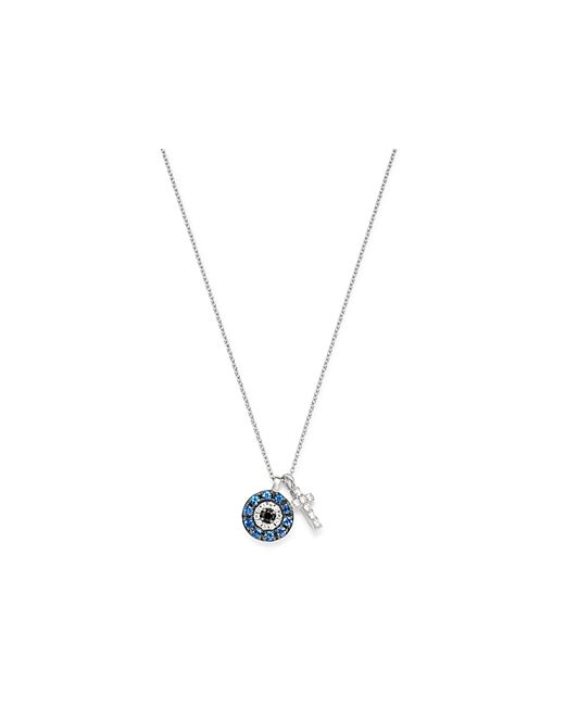 Bloomingdale's Diamond Sapphire Evil Eye Cross Charm Necklace in