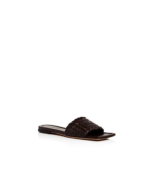Bottega Veneta Woven Square-Toe Slide Sandals