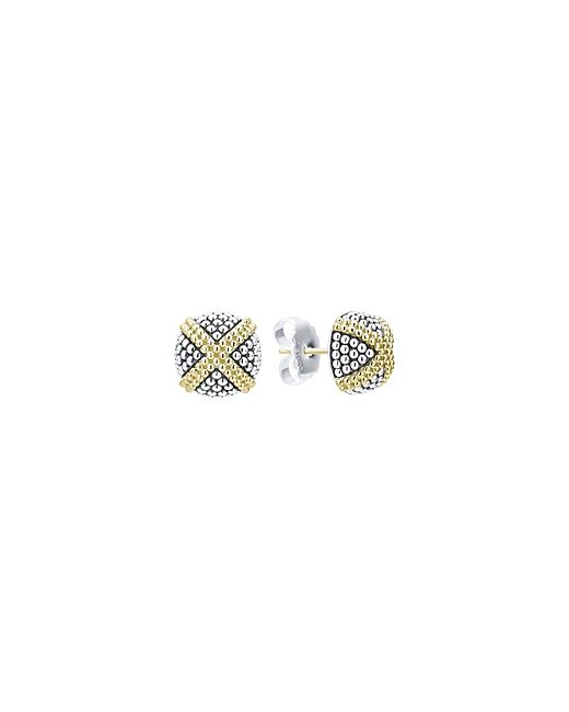 Lagos 18K Yellow Gold Sterling Signature Caviar Square Earrings