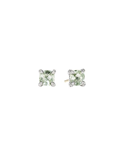 David Yurman Chatelaine Stud Earrings with Prasiolite and Diamonds