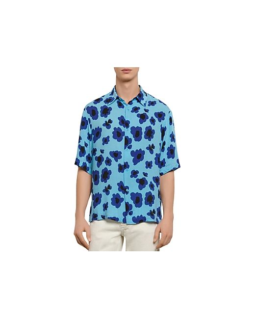 Sandro Poppies Print Casual Short Sleeve Button-Up Shirt