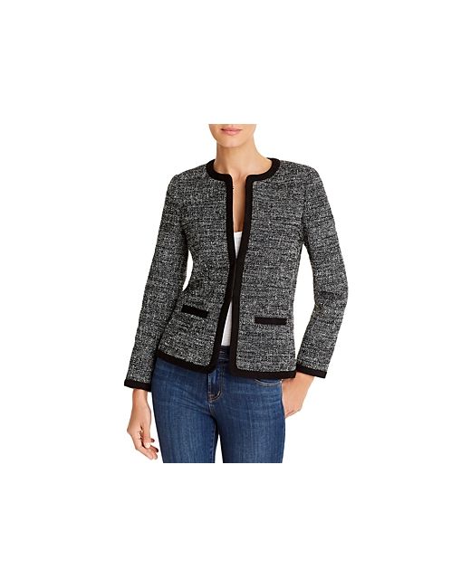 Paule Ka Leather-Trim Tweed Jacket