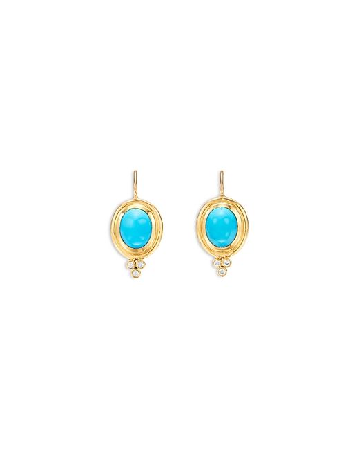 Temple St. Clair 18K Yellow Gold Turquoise Diamond Drop Earrings