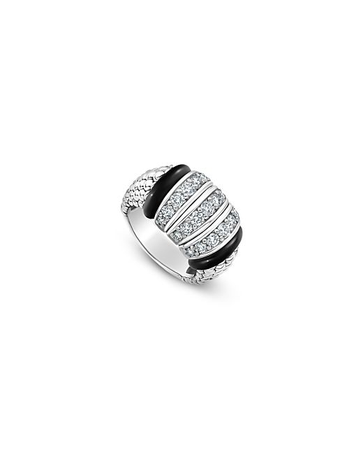Lagos Sterling Black Caviar Diamond Ceramic Statement Ring