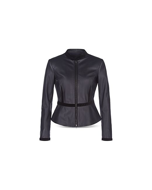 Armani Emporio Leather Velvet Trim Jacket