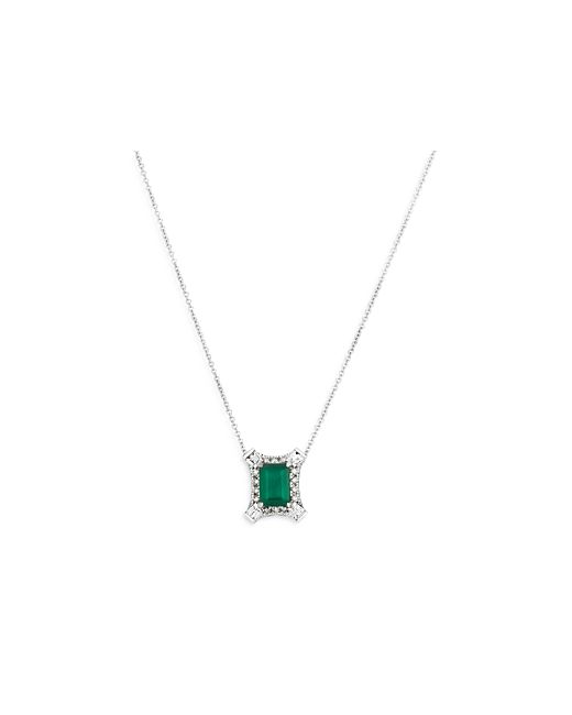 Bloomingdale's Emerald and Diamond Pendant Necklace in 14K White Gold 18 100 Exclusive
