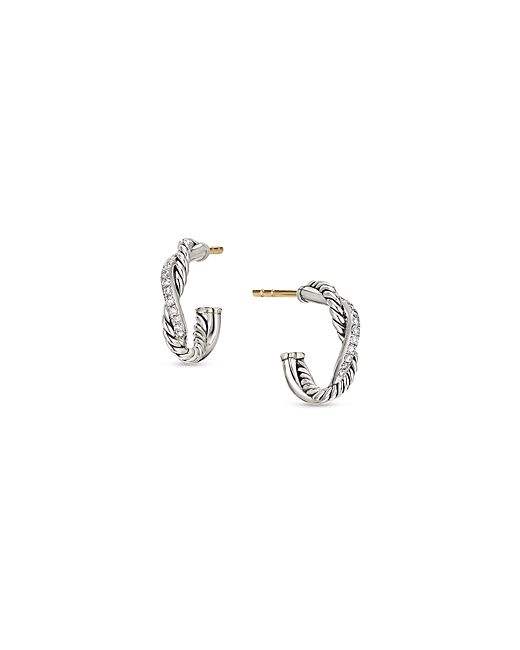 David Yurman Sterling Petite Infinity Huggie Hoop Earring with Diamonds