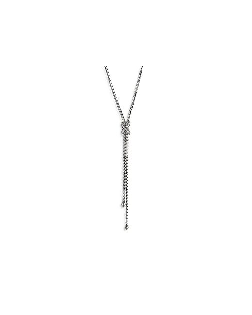 David Yurman Sterling Petite X Diamond Lariat Necklace 17
