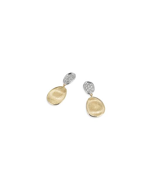 Marco Bicego 18K Yellow White Gold Lunaria Diamond Double Drop Earrings