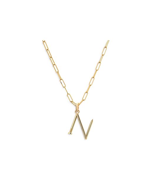 Zoe Lev 14K Yellow Gold Large Nail Initial Necklace 18