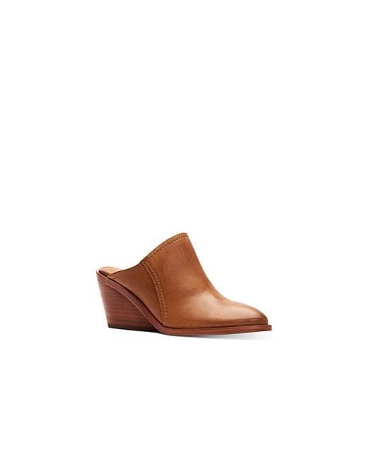 Frye Serena Pointed Toe Leather Wedge Mules
