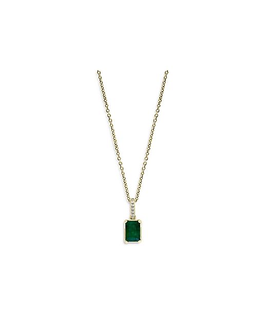 Bloomingdale's Emerald Diamond Pendant Necklace in 14K Yellow Gold 18 100 Exclusive