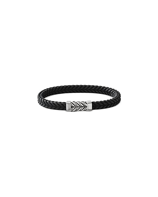 David Yurman Sterling Chevron Black Rubber Bracelet