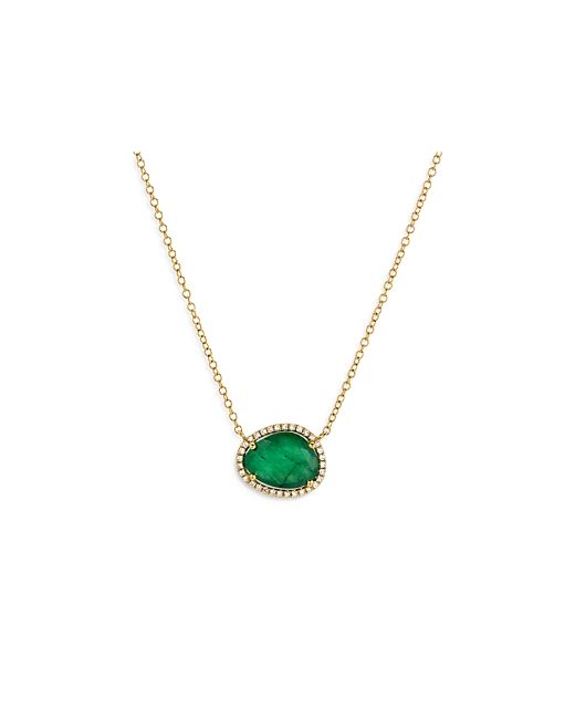 Zoe Lev 14K Yellow Gold Diamond Emerald Pendant Necklace 18