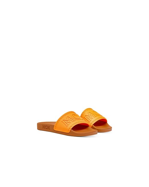 Mcm Embossed Logo Slide Sandals