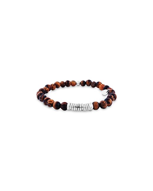 Tateossian Brown Beaded Bracelet with Sterling Spacer Discs