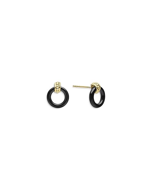 Lagos 18K Yellow Gold Caviar Ceramic Circle Drop Earrings 100 Exclusive