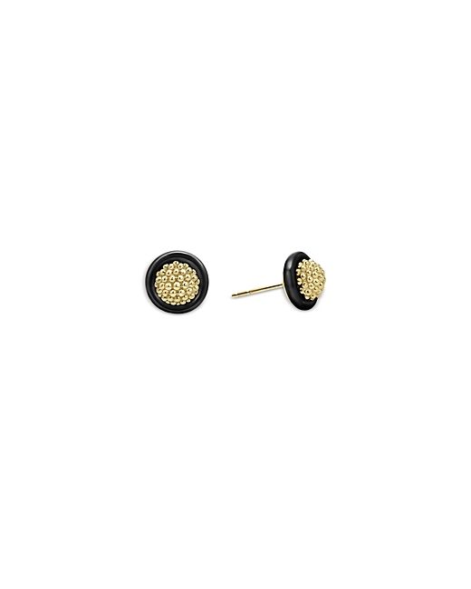 Lagos 18K Yellow Gold Caviar Ceramic 9mm Stud Earrings 100 Exclusive