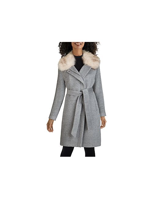 Cole Haan Faux Fur Trim Mid Length Coat