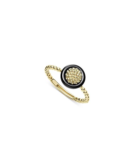 Lagos 18K Yellow Gold Caviar Ceramic Beaded Ring