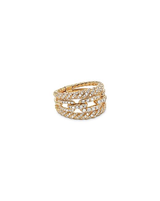 David Yurman 18K Yellow Stax Three-Row Ring with Diamonds