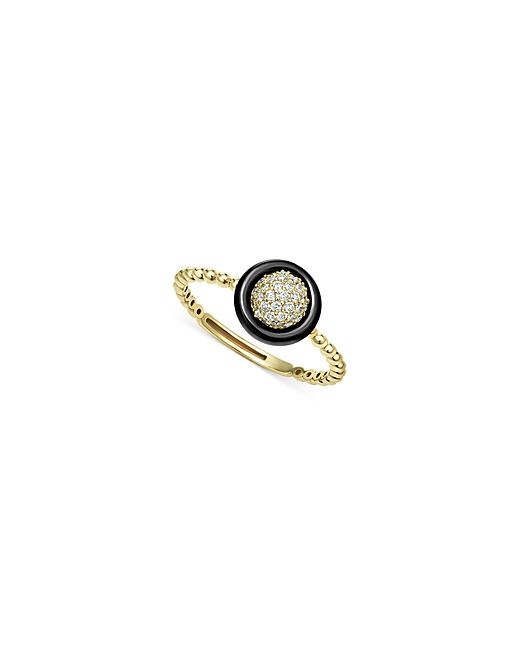 Lagos 18K Yellow Gold Caviar Diamond Cluster Ceramic Frame Ring
