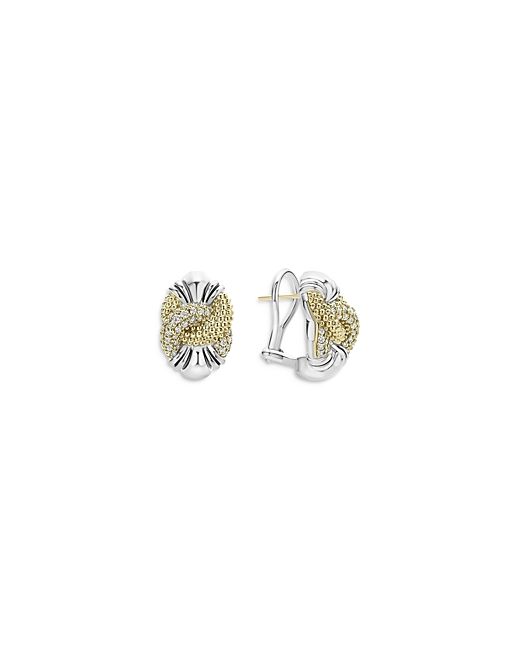 Lagos Sterling 18K Yellow Gold Caviar Luxe Diamond Knot Earrings