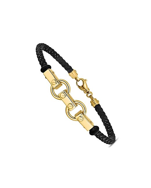 Bloomingdale's Fancy Link Leather Bracelet in 14K Yellow Gold 100 Exclusive