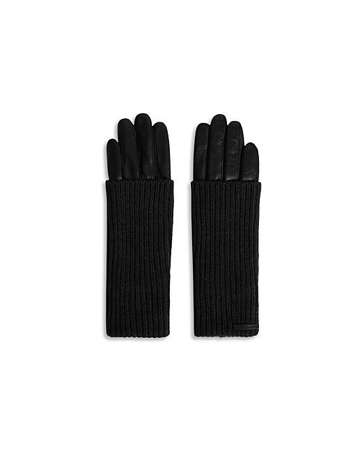 AllSaints Long Knit Cuff Leather Gloves